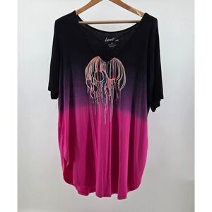 Torrid LoveSick Ombre Skull T Shirt Plus Size 3 Short Sleeve Strappy V Neck